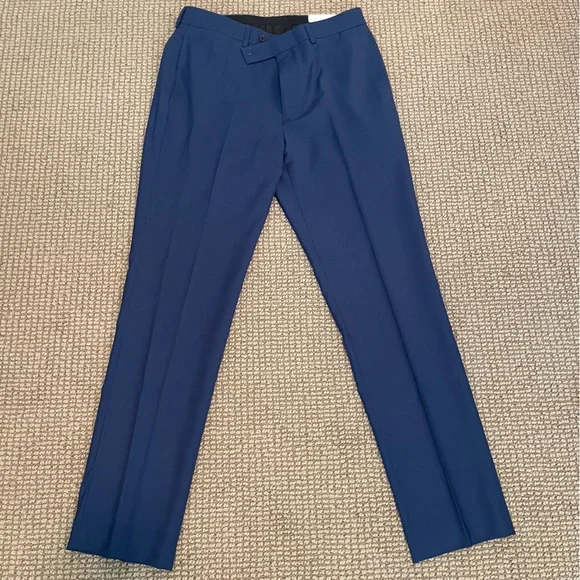 calvin klein blue dress pants Calvin Klein Straight Fit Blue With Gray Windowpane Overcheck Dress Pants